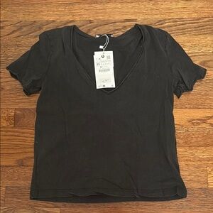 Black V-Neck Women's Top
